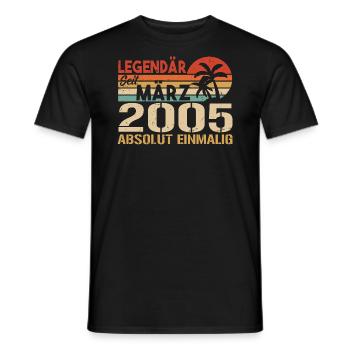 Legendary since March 2005 - absolutely unique - Men's T-Shirt - black - Front - AI Model Male 178 light (178cm)