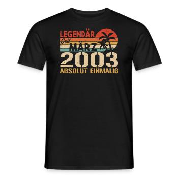 Légendaire depuis mars 2003 - absolument unique - T-shirt homme - noir - Devant - AI Model Male 178 light (178cm)