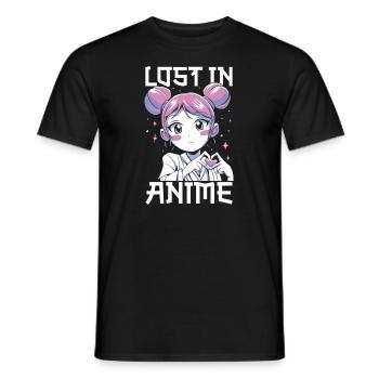 Anime Manga Anime Fille - T-shirt homme - noir - Devant - AI Model Male 178 light (178cm)