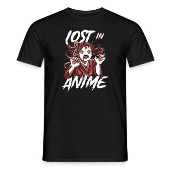 Anime Manga Anime Fille - T-shirt homme - noir - Devant - AI Model Male 178 light (178cm)
