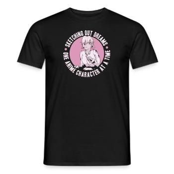 Anime Manga Anime Fille - T-shirt homme - noir - Devant - AI Model Male 178 light (178cm)