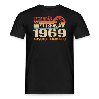 Legendary since March 1969 - absolutely unique - Men's T-Shirt - black - Front - AI Model Male 178 light (178cm)