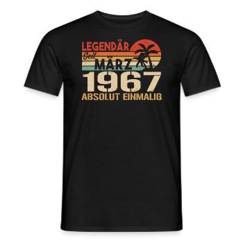 Légendaire depuis mars 1967 - absolument unique - T-shirt homme - noir - Devant - AI Model Male 178 light (178cm)