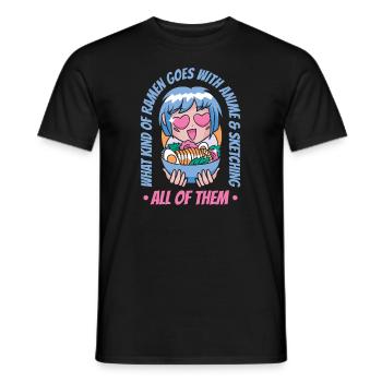 Anime Manga Anime Fille - T-shirt homme - noir - Devant - AI Model Male 178 light (178cm)
