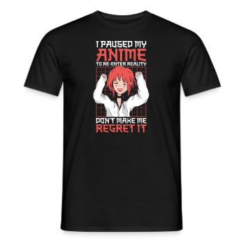 Anime Manga Anime Fille - T-shirt homme - noir - Devant - AI Model Male 178 light (178cm)