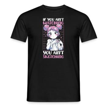 Anime Manga Anime Fille - T-shirt homme - noir - Devant - AI Model Male 178 light (178cm)