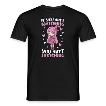 Anime Manga Anime Fille - T-shirt homme - noir - Devant - AI Model Male 178 light (178cm)