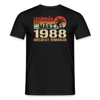 Legendary since March 1988 - absolutely unique - Men's T-Shirt - black - Front - AI Model Male 178 light (178cm)