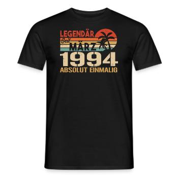 Légendaire depuis mars 1994 - absolument unique - T-shirt homme - noir - Devant - AI Model Male 178 light (178cm)