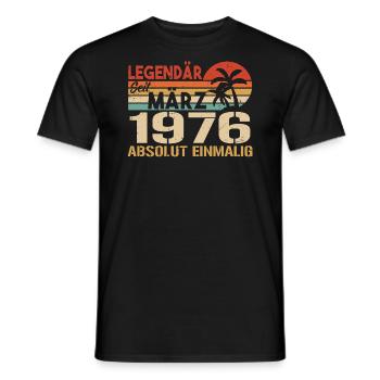 Legendary since March 1976 - absolutely unique - Men's T-Shirt - black - Front - AI Model Male 178 light (178cm)
