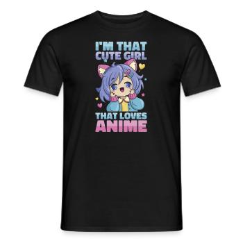 Anime Manga Anime Fille - T-shirt homme - noir - Devant - AI Model Male 178 light (178cm)