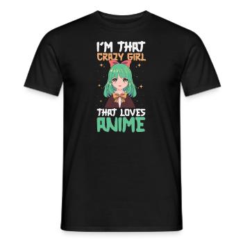 Anime Manga Anime Fille - T-shirt homme - noir - Devant - AI Model Male 178 light (178cm)