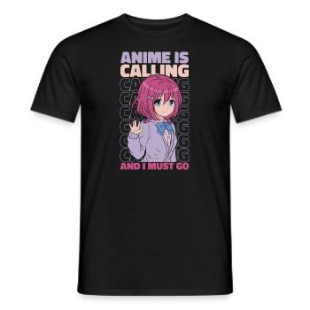 Anime Manga Anime Fille - T-shirt homme - noir - Devant - AI Model Male 178 light (178cm)