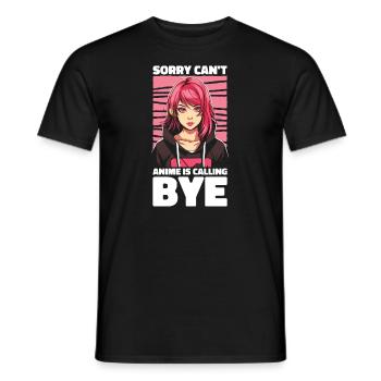 Anime Manga Anime Fille - T-shirt homme - noir - Devant - AI Model Male 178 light (178cm)