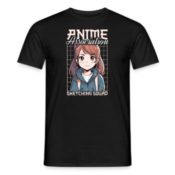 Anime Manga Anime Fille - T-shirt homme - noir - Devant - AI Model Male 178 light (178cm)
