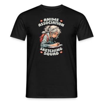 Anime Manga Anime Fille - T-shirt homme - noir - Devant - AI Model Male 178 light (178cm)