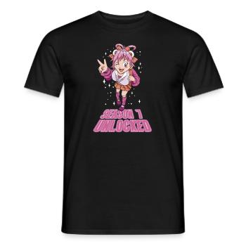 Anime Manga Anime Birthday Girl - Men's T-Shirt - black - Front - AI Model Male 178 light (178cm)