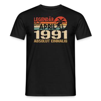 Né En Avril 1991 Drôle D’anniversaire Rétro - T-shirt homme - noir - Devant - AI Model Male 178 light (178cm)
