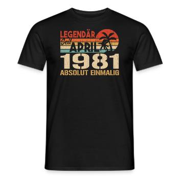 Né En Avril 1981 Drôle D’anniversaire Rétro - T-shirt homme - noir - Devant - AI Model Male 178 light (178cm)