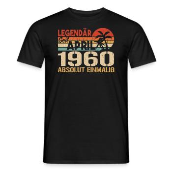 Né En Avril 1960 Drôle D’anniversaire Rétro - T-shirt homme - noir - Devant - AI Model Male 178 light (178cm)