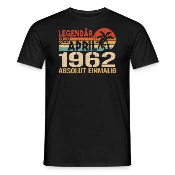 Né En Avril 1962 Drôle Anniversaire Rétro - T-shirt homme - noir - Devant - AI Model Male 178 light (178cm)