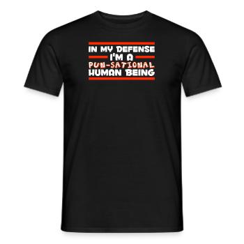 Humour noir Jeu de mots drôle pour ma défense - T-shirt homme - noir - Devant - AI Model Male 178 light (178cm)