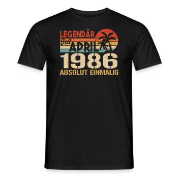 Né en avril 1986 Anniversaire drôle rétro - T-shirt homme - noir - Devant - AI Model Male 178 light (178cm)