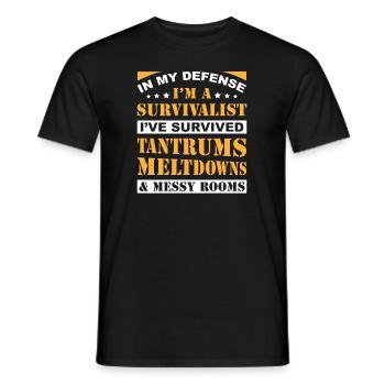 Dad Dad Funny Funny Dad In My Defense - Men's T-Shirt - black - Front - AI Model Male 178 light (178cm)