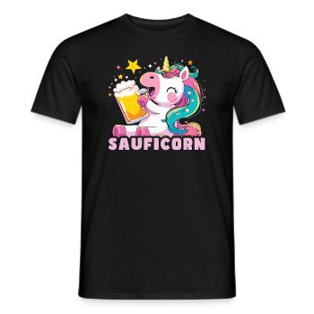 Beer Beer Lover Unicorn Sauficorn - Men's T-Shirt - black - Front - AI Model Male 178 light (178cm)