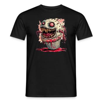 Cupcake fou Halloween monstre - T-shirt homme - noir - Devant - AI Model Male 178 light (178cm)