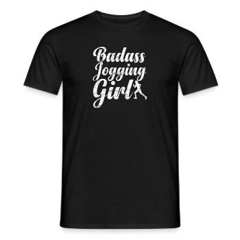 Badass Jogging Girl - Men's T-Shirt - black - Front - AI Model Male 178 light (178cm)