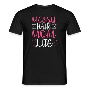 Mom Mom Messy Bun Mom Life - Men's T-Shirt - black - Front - AI Model Male 178 light (178cm)