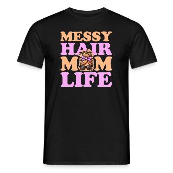 Mom Mom Messy Bun Mom Life - Men's T-Shirt - black - Front - AI Model Male 178 light (178cm)