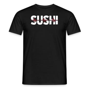 Sushi Ekg Heartbeat - Männer T-Shirt - Schwarz - Vorne - AI Model Male 178 light (178cm)