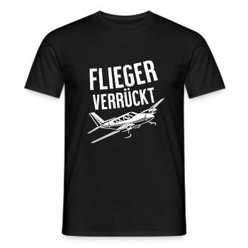 Airplane Tshirt Men's Helicopter Pilot Airplane - Men's T-Shirt - black - Front - AI Model Male 178 light (178cm)