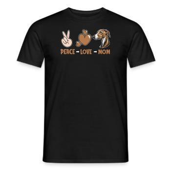 Greyhound Windhund Peace Love Dog Mom - Men's T-Shirt - black - Front - AI Model Male 178 light (178cm)