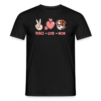 Épagneul breton paix amour chien maman - T-shirt homme - noir - Devant - AI Model Male 178 light (178cm)