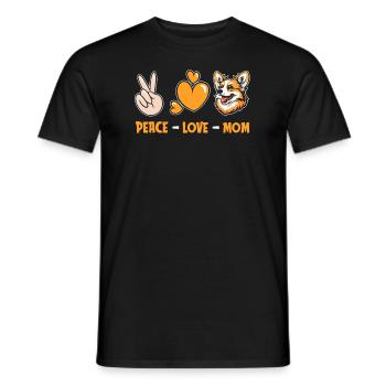Corgi Peace Love Chien Maman - T-shirt homme - noir - Devant - AI Model Male 178 light (178cm)