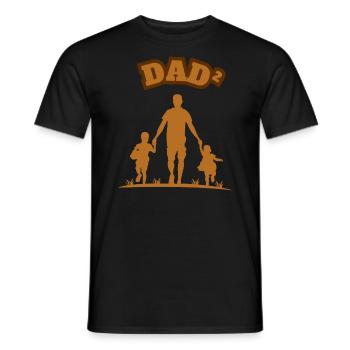 Papa² 2 Enfants Marron - T-shirt homme - noir - Devant - AI Model Male 178 light (178cm)