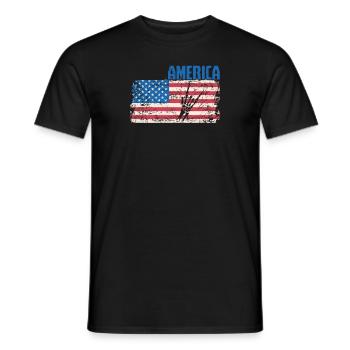 USA America Rock Music - Men's T-Shirt - black - Front - AI Model Male 178 light (178cm)