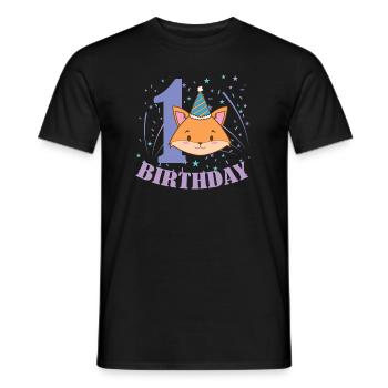 1. Birthday Cat Child Girl - Men's T-Shirt - black - Front - AI Model Male 178 light (178cm)