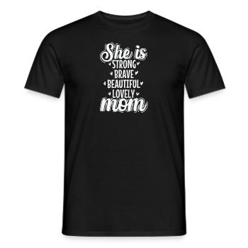 Elle est forte, courageuse, belle, charmante, maman - T-shirt homme - noir - Devant - AI Model Male 178 light (178cm)
