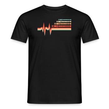 Flûtiste, Flûte, ECG, Battement de cœur - T-shirt homme - noir - Devant - AI Model Male 178 light (178cm)