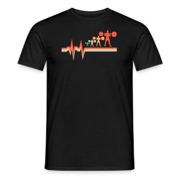 Weightlifting Weightlifting Ekg Heartbeat - Men's T-Shirt - black - Front - AI Model Male 178 light (178cm)