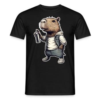 Capybara pulvérise des graffitis - T-shirt homme - noir - Devant - AI Model Male 178 light (178cm)