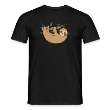 Faultier chillt am Ast faul Natur - Männer T-Shirt - Schwarz - Vorne - AI Model Male 178 light (178cm)