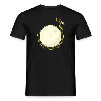 Rocket orbits the moon - Men's T-Shirt - black - Front - AI Model Male 178 light (178cm)