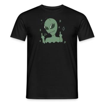 Aliens shows middle finger - Men's T-Shirt - black - Front - AI Model Male 178 light (178cm)