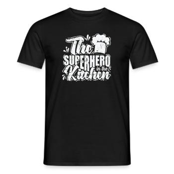 The Superhero in the Kitchen - Men's T-Shirt - black - Front - AI Model Male 178 light (178cm)