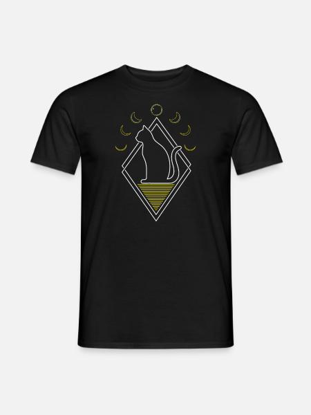 Cat Abstract Moon Phases - Men's T-Shirt - black